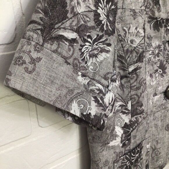 𝅺CROPPED blazer Conrad C linen jacket embroidered floral short sleeves metallic - Picture 2 of 11